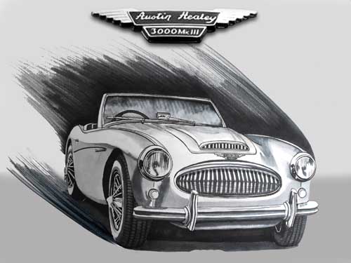 Austin Healey 3000 MKIII Marker Pen Drawing How to draw cars easy