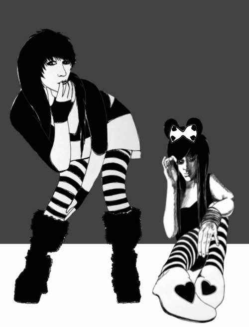 emo cartoon drawings. Emo cartoon Drawing Girls