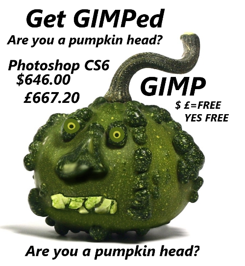 GIMPed pumpkin head.